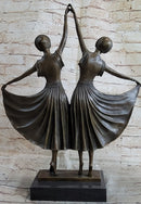 Chiparus Gemini Twin Russian Dancers Art Deco Sculpture Statue on Marble Base