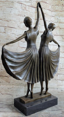 Chiparus Gemini Twin Russian Dancers Art Deco Sculpture Statue on Marble Base