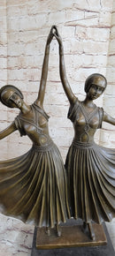 Chiparus Gemini Twin Russian Dancers Art Deco Sculpture Statue on Marble Base