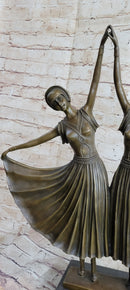 Chiparus Gemini Twin Russian Dancers Art Deco Sculpture Statue on Marble Base