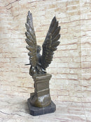 Winged Angel Warrior Goddess Nike Victory Bronze Statue Sculpture Marble Base