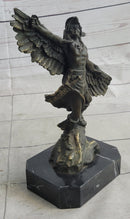 Native American Indian Eagle Dancer Shaman Medicine Man Bronze Sculpture Statue Marble Base