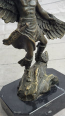 Native American Indian Eagle Dancer Shaman Medicine Man Bronze Sculpture Statue Marble Base