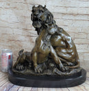 Male & Female Lion Necking Romantic Love Bronze Statue Sculpture Figure on Marble Base
