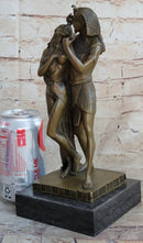 Egyptian Pharaoh and Lover Queen Bronze Statue Sculpture Figure 10" x 5"