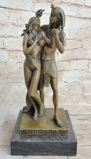 Egyptian Pharaoh and Lover Queen Bronze Statue Sculpture Figure 10" x 5"