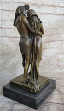 Egyptian Pharaoh and Lover Queen Bronze Statue Sculpture Figure 10" x 5"