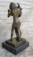 Egyptian Pharaoh and Lover Queen Bronze Statue Sculpture Figure 10" x 5"