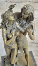 Egyptian Pharaoh and Lover Queen Bronze Statue Sculpture Figure 10" x 5"