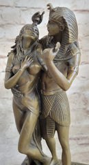 Egyptian Pharaoh and Lover Queen Bronze Statue Sculpture Figure 10" x 5"
