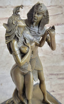 Egyptian Pharaoh and Lover Queen Bronze Statue Sculpture Figure 10" x 5"