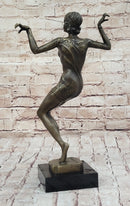 Chiparus Art Deco Dancer Girl Bronze Figure Statue Sculpture on Marble Base 16" x 10"