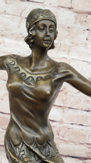Chiparus Art Deco Dancer Girl Bronze Figure Statue Sculpture on Marble Base 16" x 10"