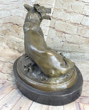 German Shepherd Dog Canine Bronze Art Sculpture Statue on Marble Base
