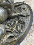 German Shepherd Dog Canine Bronze Art Sculpture Statue on Marble Base