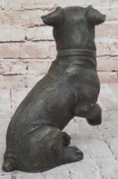 Handmade Bronze Jack Russell Terrier Puppy Dog Figurine Sculpture Signed Art Decor