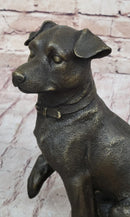 Handmade Bronze Jack Russell Terrier Puppy Dog Figurine Sculpture Signed Art Decor