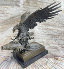 Extra Large American Eagle Scooping a Fish From Ocean Bronze Sculpture by Milo