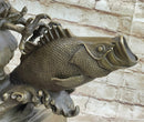Extra Large American Eagle Scooping a Fish From Ocean Bronze Sculpture by Milo