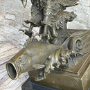Extra Large American Eagle Scooping a Fish From Ocean Bronze Sculpture by Milo