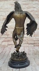 Native American Indian Eagle Dancer Rain Dance Shaman Bronze Statue Sculpture 18" x 10"