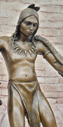 Native American Indian Eagle Dancer Rain Dance Shaman Bronze Statue Sculpture 18" x 10"