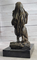 Semi Nude Native American Female Praying Bronze Statue Sculpture Figure Signed