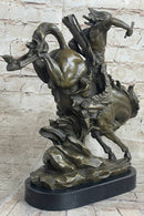Original Milo Native American Warrior on Horse Bronze Sculpture Western Figure