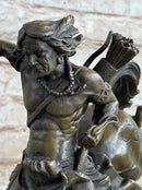 Original Milo Native American Warrior on Horse Bronze Sculpture Western Figure