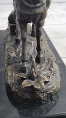 Working Draft Horse Bronze Sculpture Statue Figure Signed Art on Marble Base
