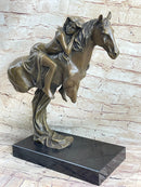 Young Woman on Horseback - Surreal Abstract Bronze Sculpture Horse Lover Art