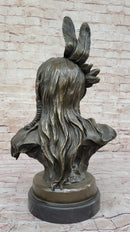 Hot Cast Bronze Bust Sculpture Statue of Native American Indian Man w/ Braided Hair
