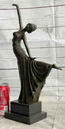 Chiparus Arabesque Dancer Bronze Sculpture Statue Figure on Marble Base Art Deco Decor