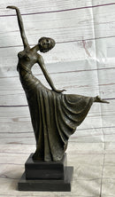 Chiparus Arabesque Dancer Bronze Sculpture Statue Figure on Marble Base Art Deco Decor