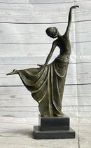 Chiparus Arabesque Dancer Bronze Sculpture Statue Figure on Marble Base Art Deco Decor