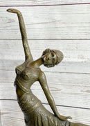 Chiparus Arabesque Dancer Bronze Sculpture Statue Figure on Marble Base Art Deco Decor