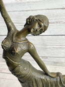 Chiparus Arabesque Dancer Bronze Sculpture Statue Figure on Marble Base Art Deco Decor