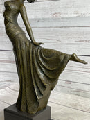 Chiparus Arabesque Dancer Bronze Sculpture Statue Figure on Marble Base Art Deco Decor