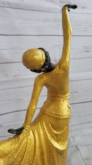 Chiparus Arabesque Dancer Gold Patina Bronze Sculpture Statue Art Deco Figure on Marble Base