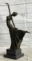 Chiparus Arabesque Dancer Bronze Sculpture Statue Figure on Marble Base Art Deco Decor