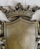Coat of Arms Family Crest Lions Crown Bronze Wall Mounted Hanging Sculpture 13" x 16"