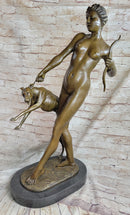Artemis Diana The Huntress with Hound Dog Nude Figure Statue Sculpture 32" x 15"