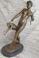 Artemis Diana The Huntress with Hound Dog Nude Figure Statue Sculpture 32" x 15"