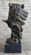 Native American Indian Chief Warrior in Bear Headdress Bonnet - Bronze Sculpture by Milo