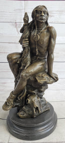 Signed Original western Art by Nick Native American Warrior Bronze Sculpture