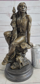 Signed Original western Art by Nick Native American Warrior Bronze Sculpture