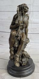Signed Original western Art by Nick Native American Warrior Bronze Sculpture