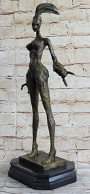 Steampunk Nude Female Figure Surrealist Dali Bronze Sculpture Statue on Marble Base