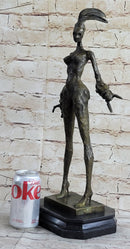 Steampunk Nude Female Figure Surrealist Dali Bronze Sculpture Statue on Marble Base