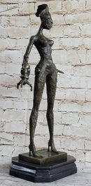 Steampunk Nude Female Figure Surrealist Dali Bronze Sculpture Statue on Marble Base